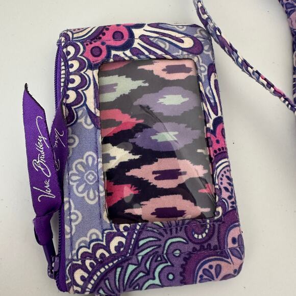 Vera Bradley Lilac Tapestry Zip ID Mini Wallet & Cotton Lanyard Set - Picture 6 of 8